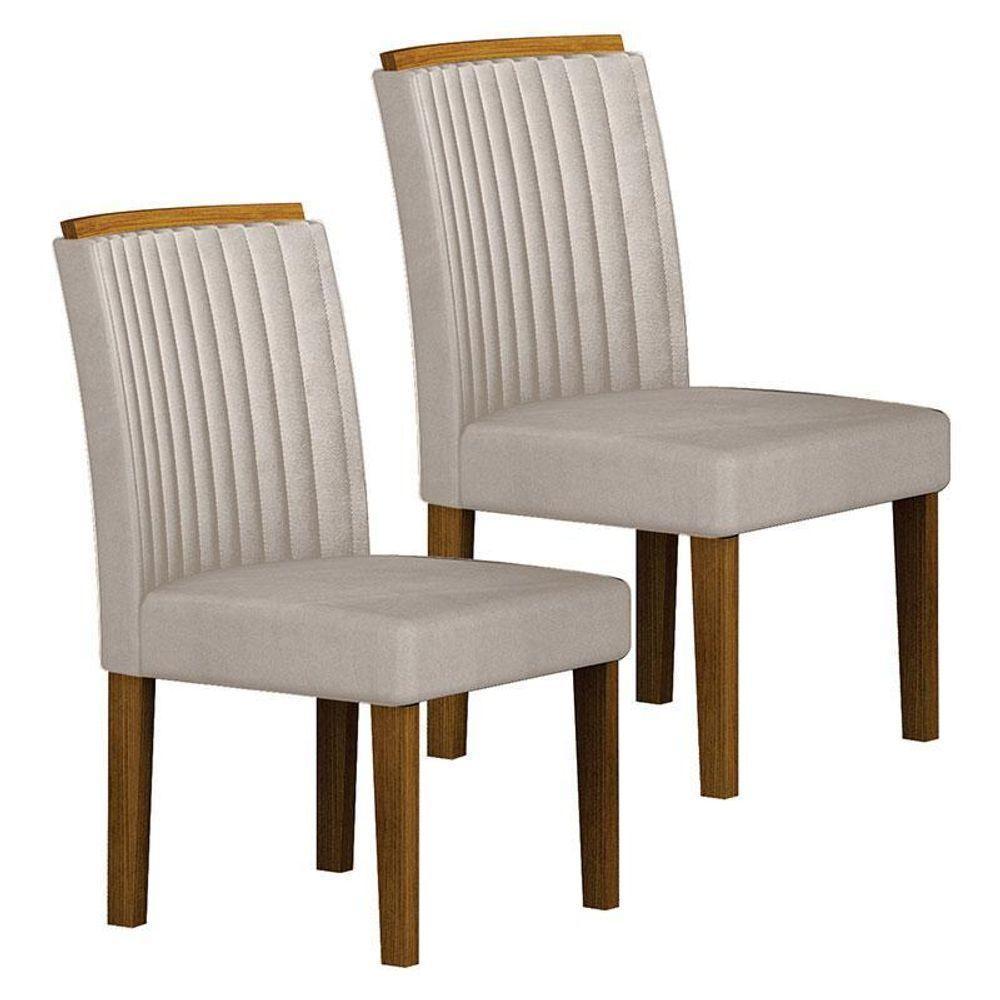 Cadeira Para Mesa De Jantar Jade Mdf Kit 2 Peças Freijó Joli Palha – Leifer Móveis - 1