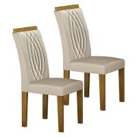 Cadeira Para Mesa De Jantar Doha Mdf Kit 2 Peças Freijó Joli Palha - Leifer Móveis - 1