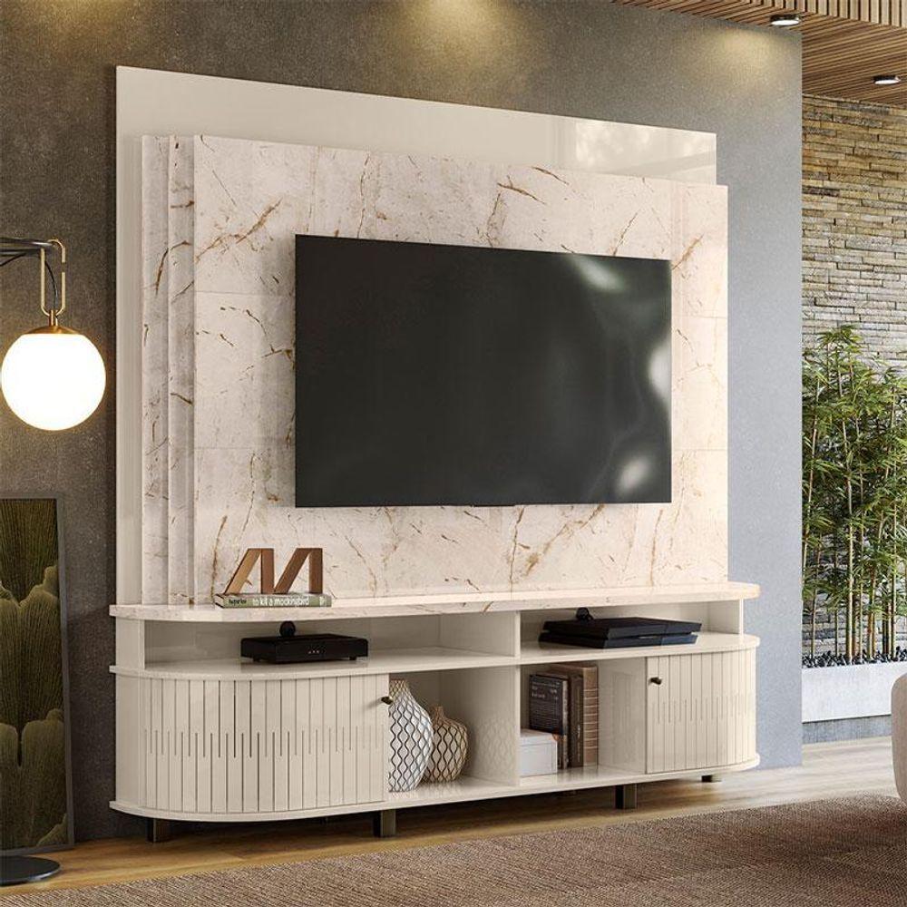 Estante Home Theater Daytona Com Mesa De Centro Indianápolis Calacata Off White – Madetec - 8