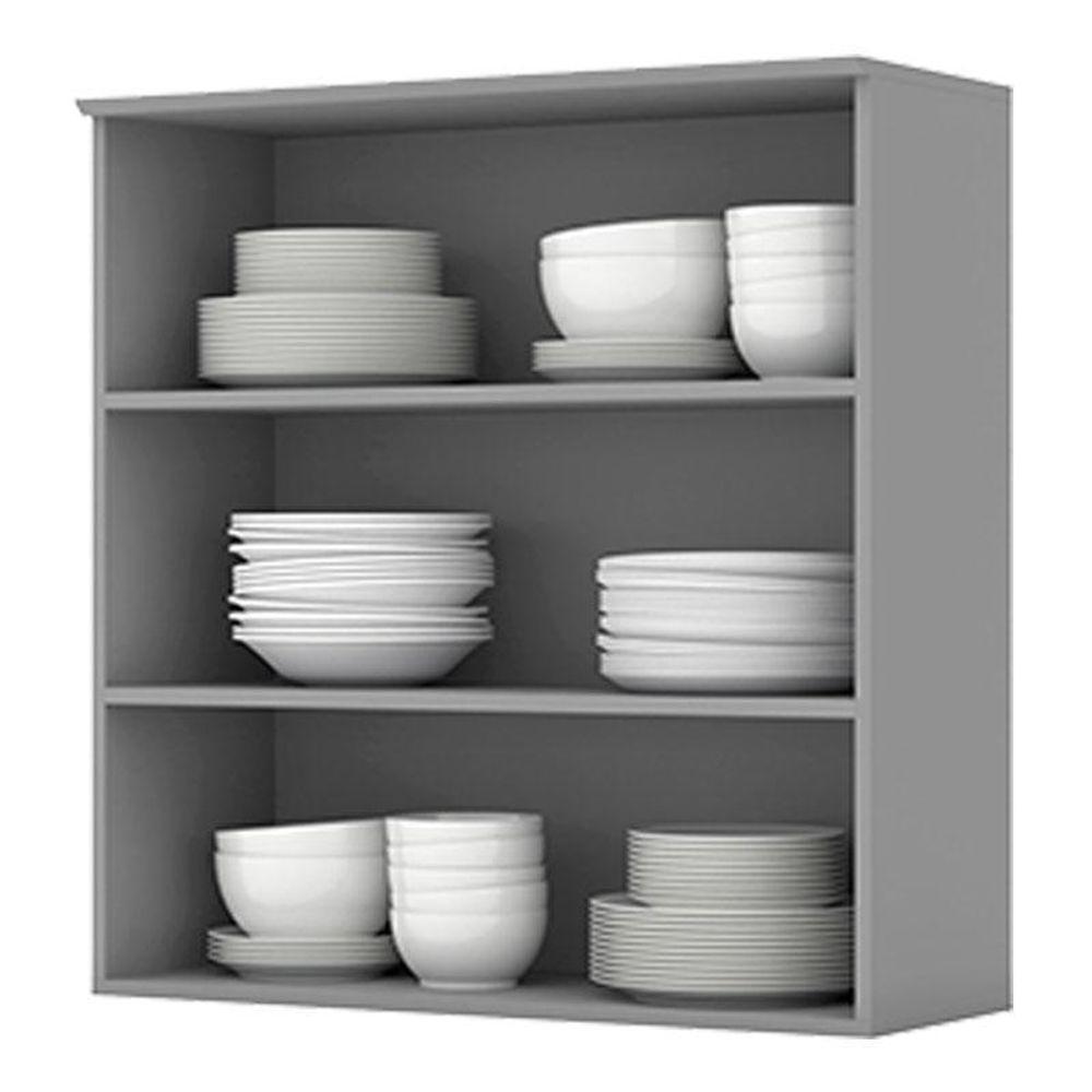 Armário Aéreo 2 Portas De Vidro 80 Cm Nova York Cinza – Henn - 2