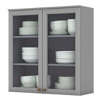 Armário Aéreo 2 Portas De Vidro 80 Cm Nova York Cinza – Henn - 1