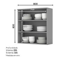 Armário Aéreo 2 Portas De Vidro 80 Cm Nova York Cinza – Henn - 3