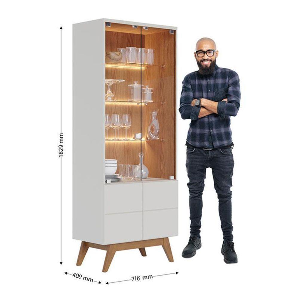 Cristaleira E Aparador Buffet Para Sala Noronha Off White Matte Freijó– Colibri - 3