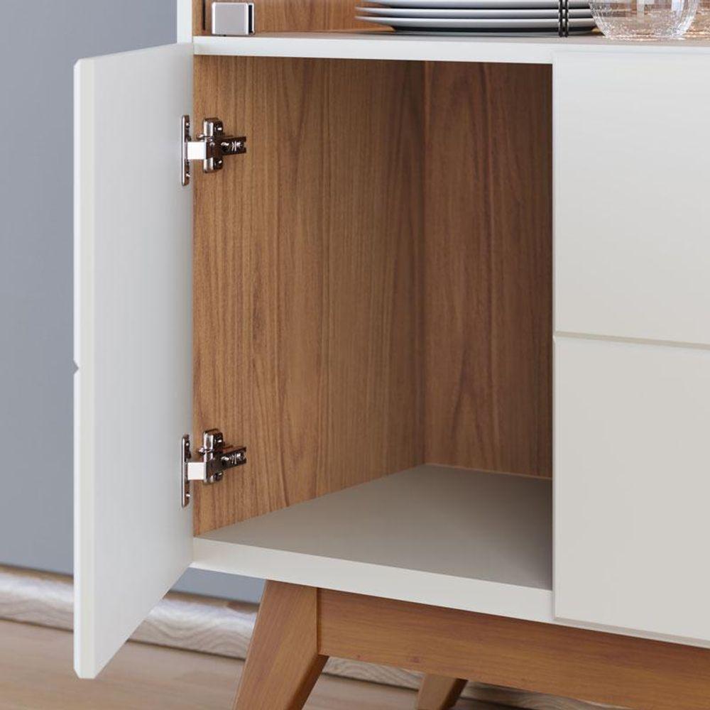 Cristaleira E Aparador Buffet Para Sala Noronha Off White Matte Freijó– Colibri - 5