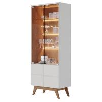 Cristaleira E Aparador Buffet Para Sala Noronha Off White Matte Freijó– Colibri