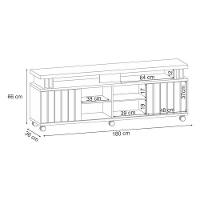 Rack Bancada Rivera 1.8 Com Mesa De Centro Sky Off White Castanho – Hb Móveis - 3