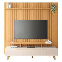 Rack Bancada Essenza 2.0 Com Painel Ripado You 2.2 Cinamomo Off White - Hb Móveis - 1