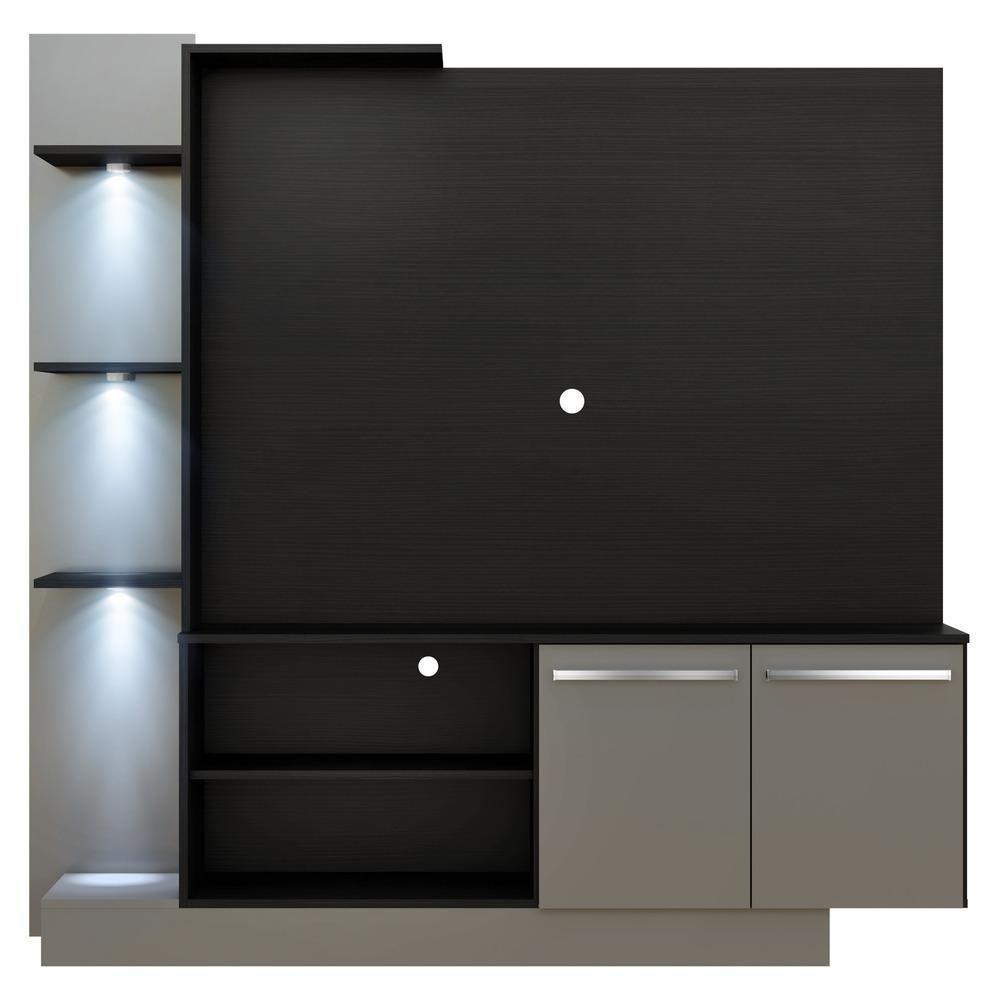Estante Tv 55" Com 3 Leds E 2 Portas Dallas Multimóveis V3399 Preta/Lacca Fumê Preto/Lacca Fumê - 3