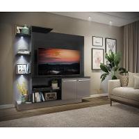 Estante Tv 55" Com 3 Leds E 2 Portas Dallas Multimóveis V3399 Preta/Lacca Fumê Preto/Lacca Fumê - 2