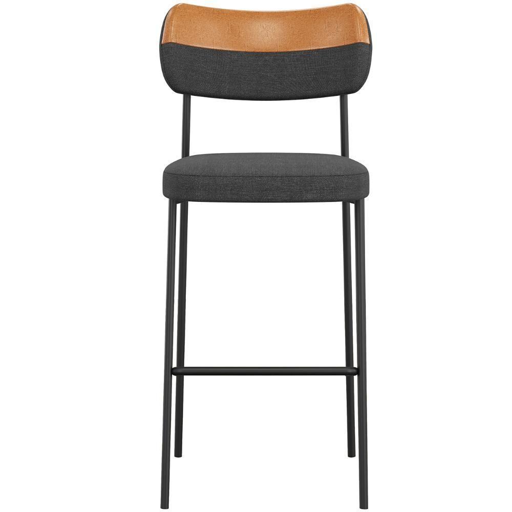 Banqueta Alta Bar Estofada Kit 10 Milli Linho Grafite/caramelo A14 - Mpozenato - 4