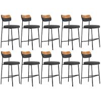 Banqueta Alta Bar Estofada Kit 10 Milli Linho Grafite/caramelo A14 - Mpozenato - 1