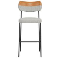 Banqueta Alta Bar Estofada Kit 4 Milli Linho Caramelo/cinza A14 - Mpozenato