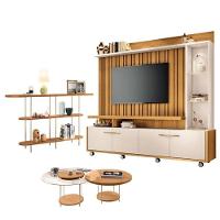 Estante Home Theater Titan Off White Cinamomo E Aparador Infinity E Kit Mesa De Centro Sky Cinamomo - Hb Móveis - 1