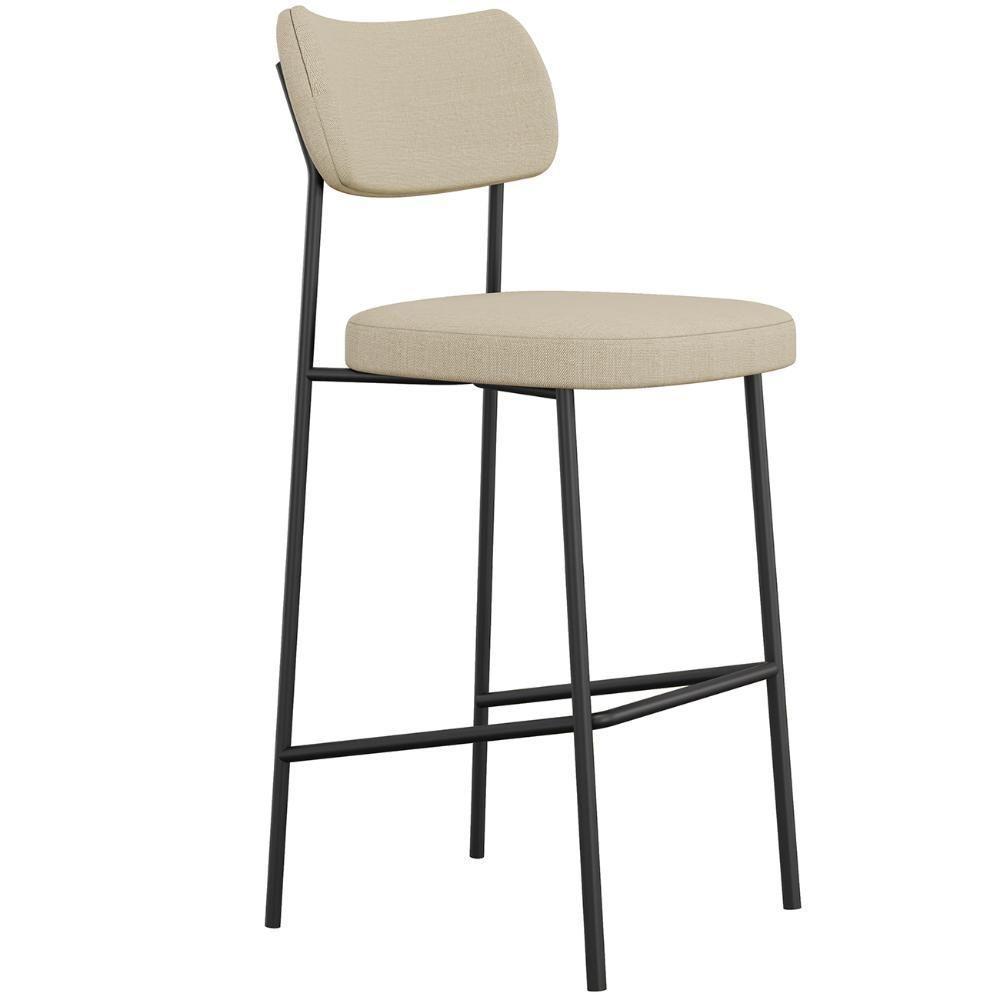 Banqueta Alta Bar Estofada Kit 10 Milli Linho Areia A14 - Mpozenato - 5