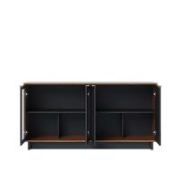 Cristaleira Guanabara Com Aparador Para Sala Buffet Vitória Noce Milano Preto Acetinado – Colibri - 6