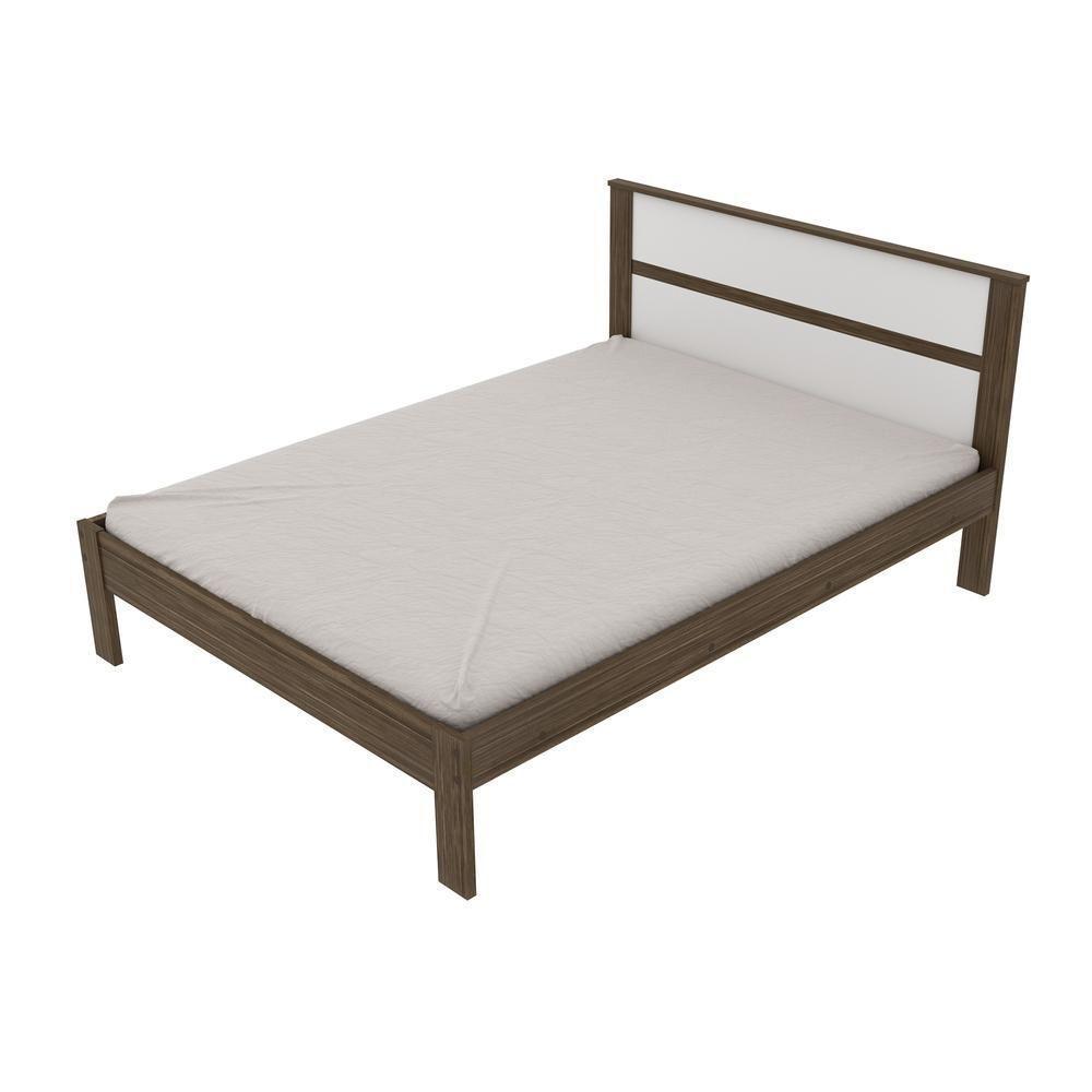 Cama De Casal Para Colchão 138 X 188 Cm Multimóveis Vcr35009 Nogal/Branco Nogal/Branco - 3