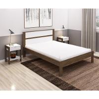 Cama De Casal Para Colchão 138 X 188 Cm Multimóveis Vcr35009 Nogal/Branco Nogal/Branco - 2