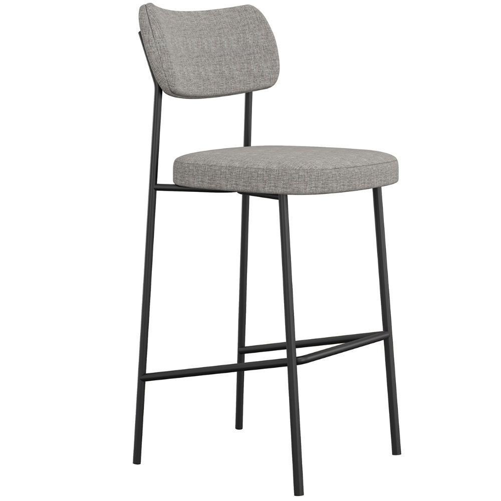 Banqueta Alta Bar Estofada Kit 6 Milli Linho Cinza A14 - Mpozenato - 5