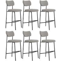 Banqueta Alta Bar Estofada Kit 6 Milli Linho Cinza A14 - Mpozenato - 1