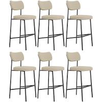 Banqueta Alta Bar Estofada Kit 6 Milli Linho Areia A14 - Mpozenato - 1