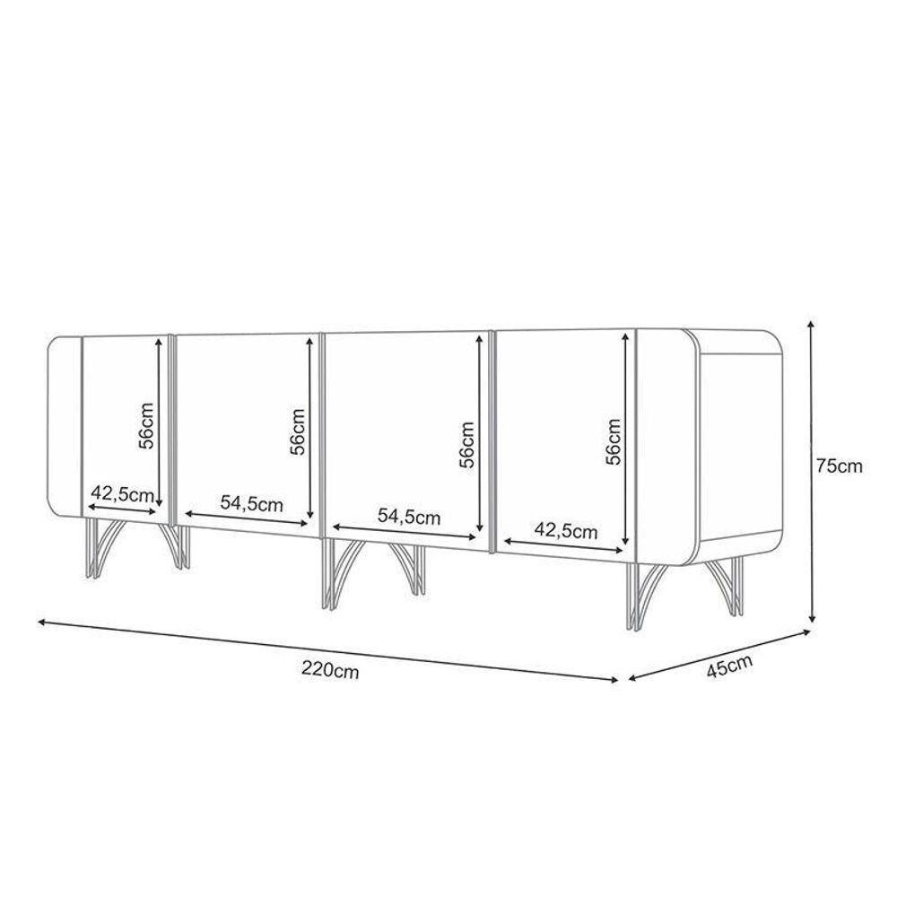 Buffet Saluti E Cristaleira évora Off White Cinamomo – Hb Móveis - 5