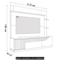 Estante Painel Para Tv 75 Pol 210cm Shay Naturalle/off B02 - Mpozenato - 5