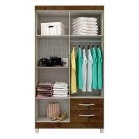 Guarda Roupa Solteiro Módena 4 Portas E Cômoda Cannes 5 Gavetas Malbec – Incorplac - 3