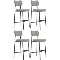 Banqueta Alta Bar Estofada Kit 4 Milli Linho Cinza A14 - Mpozenato - 1