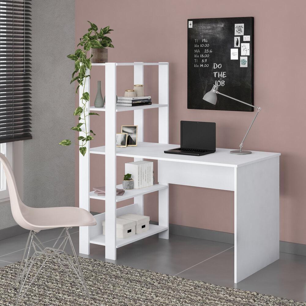 Escrivaninha 120Cm Com Estante Lateral Multimóveis Cr25207 Branca Branco - 1