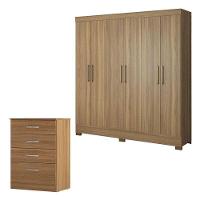 Cômoda Astral E Guarda Roupa Casal Prático Amêndola Touch - Demóbile - 1