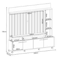 Estante Home Theater Titan E Mesa De Centro Cadenza Castanho Off White - Hb Móveis - 3