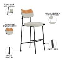 Banqueta Alta Bar Estofada Kit 2 Milli Linho Caramelo/cinza A14 - Mpozenato - 2