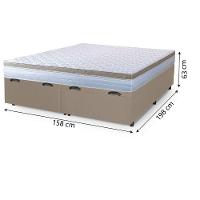 Cama Box Baú Casal Queen Colchão Com Molas Ensacadas 158x198x63cm Dunas Branco/bege Hellen Branco / Bege