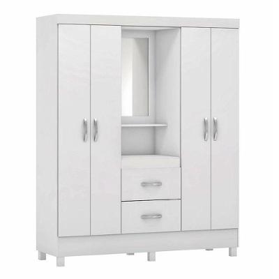 Guarda Roupa Infantil Lord 4 Portas 2 Gavetas Branco Rosa Flex