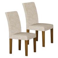 Cadeira Para Mesa De Jantar Napoli Mdf Kit 2 Peças Freijó Linho Palha – Leifer Móveis - 1