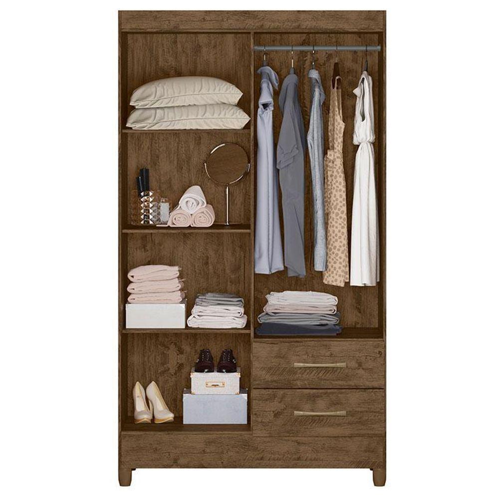 Guarda Roupa Solteiro Ambiente Chile 4 Portas Castanho Wood - Moval - 3