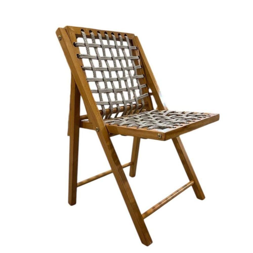 Cadeira De Madeira Com Corda Naval Mel - 2