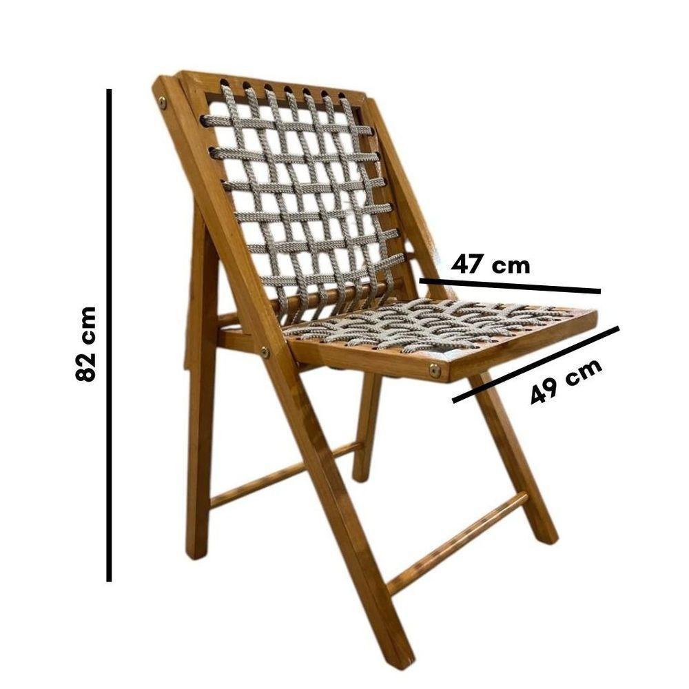 Cadeira De Madeira Com Corda Naval Mel - 5