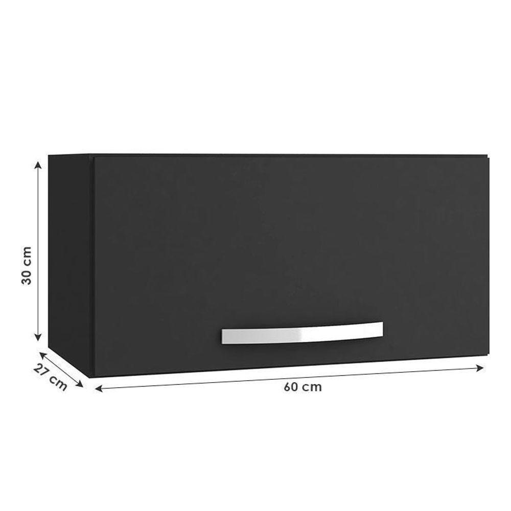 Armário Aéreo De Cozinha 1 Porta Preto Fosco - Ajl - 2