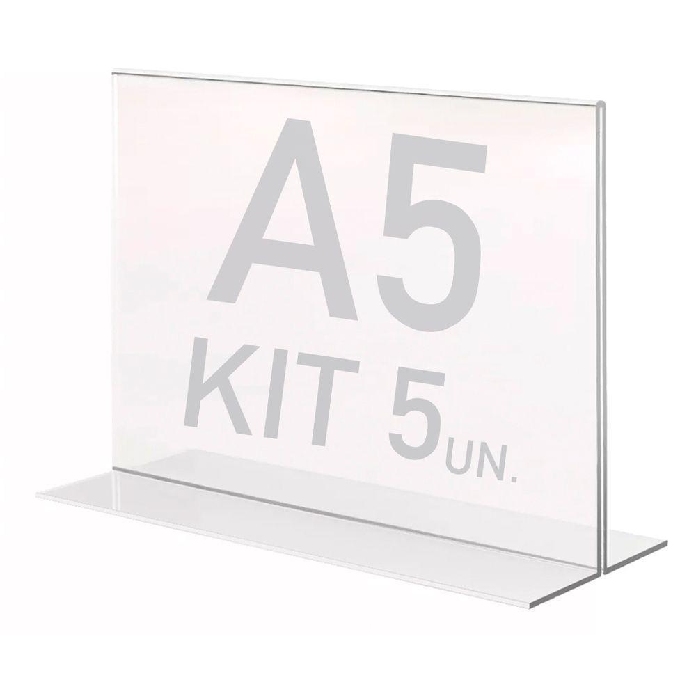 Display Expositor T A5 15x21cm Horizontal Acrílico Ps 5 Pçs - 1
