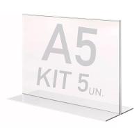 Display Expositor T A5 15x21cm Horizontal Acrílico Ps 5 Pçs - 1