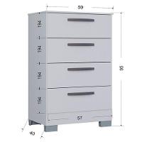 Cômoda 867 4 Gavetas E Guarda Roupa Solteiro Tóquio 4 Portas Branco Brilho - Poquema - 2