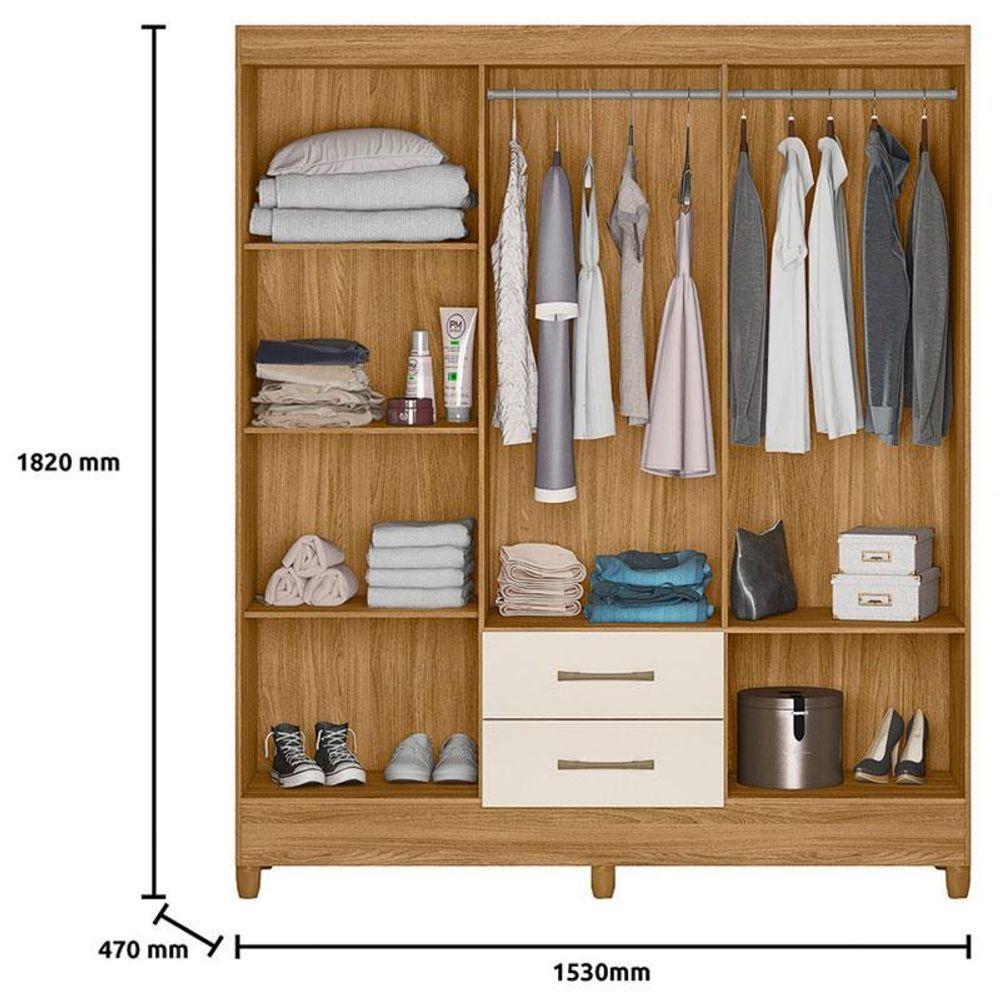 Guarda Roupa Casal Panamá E Cômoda Venus Freijó Off White Com Pés - Moval - 4