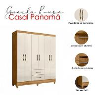 Guarda Roupa Casal Panamá E Cômoda Venus Freijó Off White Com Pés - Moval - 3