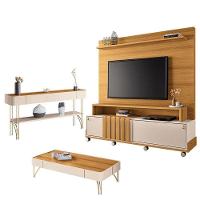 Estante Home Theater Bold E Aparador Vivant E Mesa De Centro Cadenza Cinamomo Off White – Hb Móveis - 1