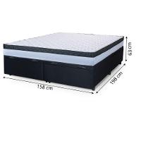 Cama Box Baú Casal Queen Colchão Com Molas Ensacadas 158x198x63cm Dunas Branco/preto Hellen Branco/pre