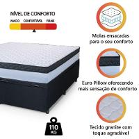 Cama Box Baú Casal Queen Colchão Com Molas Ensacadas 158x198x63cm Dunas Branco/preto Hellen Branco/pre - 6
