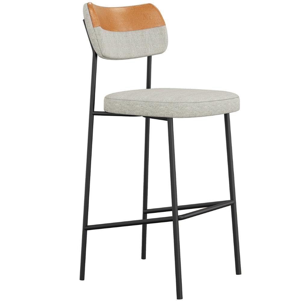 Banqueta Alta Bar Estofada Kit 8 Milli Linho Caramelo/cinza A14 - Mpozenato - 5