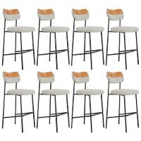 Banqueta Alta Bar Estofada Kit 8 Milli Linho Caramelo/cinza A14 - Mpozenato - 1