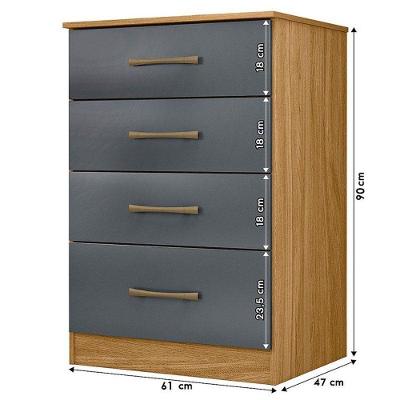 Guarda Roupa Solteiro e Cômoda Chile Ms913 4 Portas 2 Gavetas em MDP Freijó Cinza